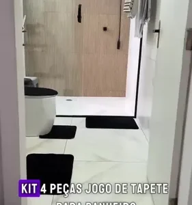 Conjunto Banheiro 4 Peças Tapete Preto Jogo Banheiro Oferta! - Imagem 3