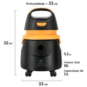 Aspirador de Pó e Água Electrolux Acqua Power 1400W 11L com Função Sopro, Rodas 360°, Alta Sucção e Acessórios para Limpeza Residencial e Automotiva AQP20 - Imagem 6