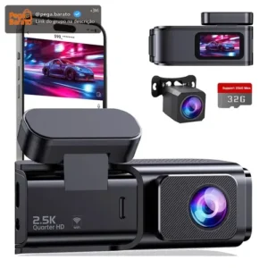 Câmera Veicular Olafvi S90 2 Channel 2.5k+1080p Com 32gb Sd Com Wifi 5g Com G-sensor App Visão Noturna Monitor De Estacionamento 24 Horas - Imagem 1