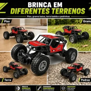 Carrinho Controle Remoto Jipe Carro Grande Off Road Com Bateria Recarregável Amortecedores Big Foot Estilo 4x4 Atacarejo Kids - Imagem 3