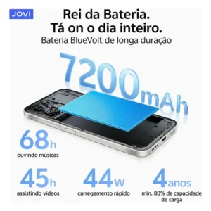 Smartphone Jovi Y31 256gb 8+8gb Ram Câmera 50mp Bateria 7200mah - Branco Lírio - Imagem 3