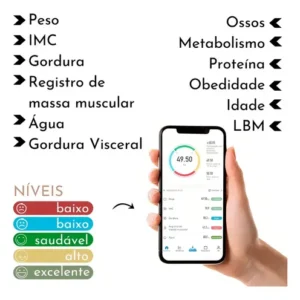 Balança Digital Com Display Lcd Bluetooth Bioimpedância App Cor Preto - Imagem 5