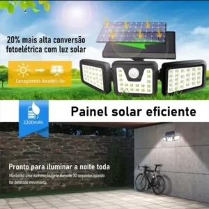 Refletor Solar Led 3 Cabeças Ajustavel Sensor Movimento 50w - Imagem 10