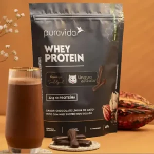 Whey Protein Isolado Chocolate Lingua de Gato 450g Puravida - Imagem 2