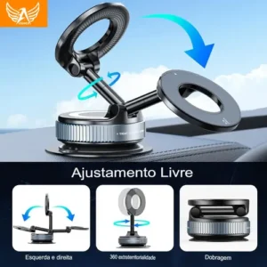 Suporte Celular Carro Magnético Rotativo 360dobrável Ventosa - Imagem 13