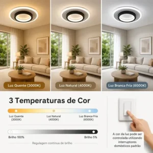 Luminária De Teto Sobrepor Plafon LED Pendente Redonda Luz Moderna - Luz Branco Frio, Quente e Neutro - Imagem 2