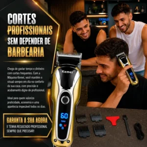Maquina Cortar Cabelo Profissional Turbo Sem Fio Kemei-1990 - Imagem 2