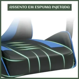 Cadeira Gamer Sweet Studio Ergonômica Reclinável em Couro Sintético Azul com Apoio de Pés - Imagem 8
