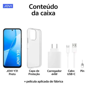 Smartphone Jovi Y31 256GB 16GB RAM (8+8GB RAM expansível) Câmera 50mp Bateria 7200mah - Preto - Imagem 11