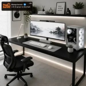 Mesa Para Setup Gamer 150cm Industrial Escritório Pés Aço - Imagem 1
