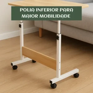 Mesa Lateral Ergonômica Multiuso Com Altura Regulavel E Rodinhas Mesinha Notebook Laptop Cama Sofá Ajustavel Cor Madeira Luvinco - Imagem 7