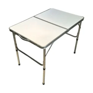 Mesa Dobrável Vira Maleta Alumínio Com Alça Portátil 90x60cm Para Camping Pesca Jardim Área Externa Ou Interna Salão De Festas Gourmet Cor Branco - Imagem 3