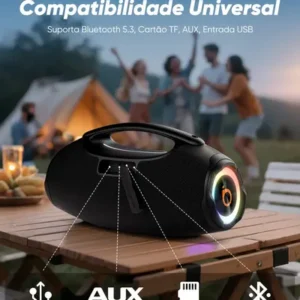 Basike Caixa de Som Boombox Plus 80W 8000Mah Portátil Bluetooth 5.3 Sem fio IPX6 À Prova D'água Com Luz RGB Hifi TWS Bass Forte Amplificada Alto falante Bombox TV Festa Casa Soundbox Subwoofer RAD337 - Imagem 5