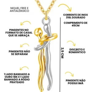 Colar Pingente Abraço Banhado Ouro 18k Caixa Presente Veludo - Imagem 7