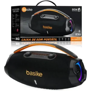 Caixa De Som Basike Ba-RAD207 80W Rádio FM Bluetooth 5.3 TWS RGB Bass Boost 9000mAh - Imagem 12