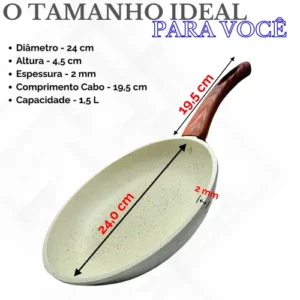Frigideira Cerâmica 24cm Grande Premium Antiaderente Fogão Cooktop Indução Gás Elétrico Panela Frita Sem Óleo Não Gruda - Imagem 6