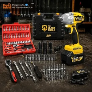 Chave De Impacto 21v Brushless Com Maleta Jogo De 46 Soquete - Imagem 1