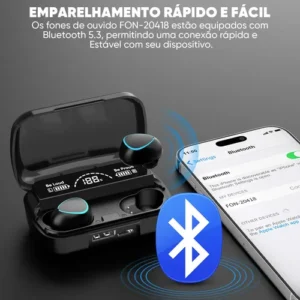 Fone De Ouvido Esportivo Sem Fio Tws Com Carregador Portátil - Imagem 8