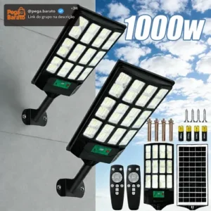 Kit 2 1000w Luminaria Poste Solar Potente Com Sensor - Imagem 1