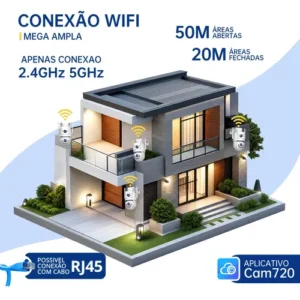 Câmera de Segurança IP 4K, Wi-Fi Dual Band, Lente Dupla, com Sirene, Visão Noturna Colorida, Rotação 355°, Controle por App, Prova D'água, Cor Branca-Jooan - Imagem 5