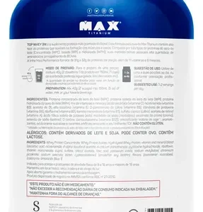 Top Whey 3w Mais Performance 900g Max Titanium Whey Concentrado Sabor Morango - Imagem 4