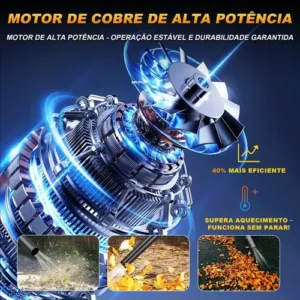 Soprador Portátil De Folhas Aspirador 2 Baterias 48v Bivolt - Imagem 7
