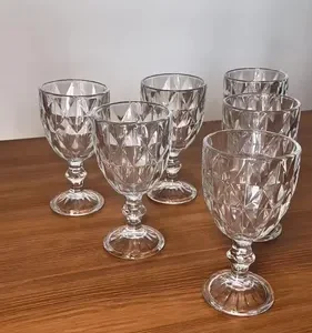 Jogo 6 Taças de Cristal 340ml Diamond Transparente Lapidado Vitrex - Imagem 8