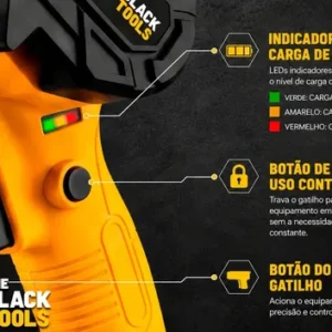 Motosserra Mini BTS-100 Bateria Recarregável 21v The Black Tools Cor Amarelo - Imagem 4
