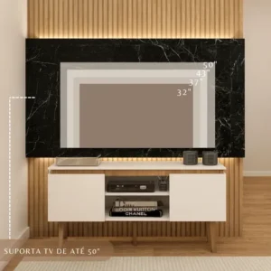 Rack Branco Para Sala - Estante Moderna E Compacta Branco - Imagem 3