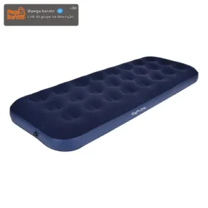 Colchão Inflável Solteiro Multiuso Aveludado O2Flow Azul - Imagem 1