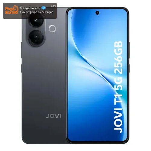 Smartphone JOVI T1 5G 256GB 16GB RAM (8GB+8GB Estendida) Bateria 6500mAh Câmera 50MP 4K - Preto Titânio