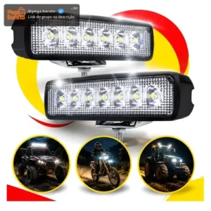Kit 2 Farol De Milha Led Mini Barra 6 Leds 18w 12v - Imagem 1