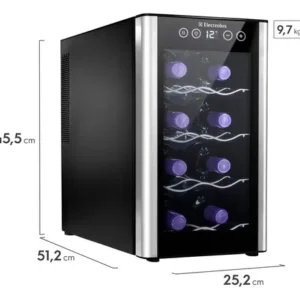 Adega de vinho Electrolux 8 garrafas Uma Porta Acabamento em Alumínio ACB08 Bivolt Preto - Imagem 3