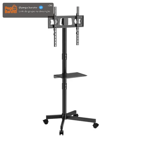 Suporte Pedestal Para Tv De 23 A 60 Com Rodinhas Bandeja Cor Preto