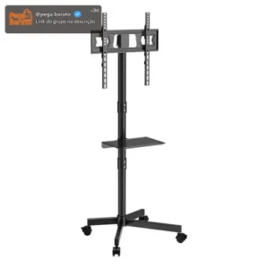 Suporte Pedestal Para Tv De 23 A 60 Com Rodinhas Bandeja Cor Preto - Imagem 1