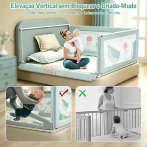 Grade Proteção Cama Bebê Ajustável Infantil Lateral Água150 Grade Proteção - Imagem 4