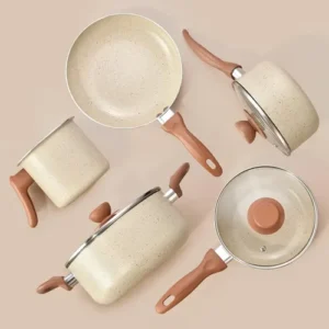 Jogo 5 Panelas Antiaderentes De Ceramica Terrara Bege - Oikos - Imagem 6