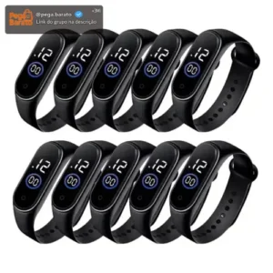 Kit 10 Relógio Bracelete Pulseira Digital Led M6 M8 Preto - Imagem 1