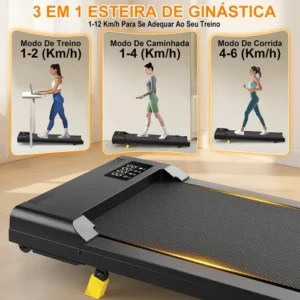 Esteira Elétrica Ergométrica Ginástica Inclinacão 12km 2.5hp Preto - Imagem 3