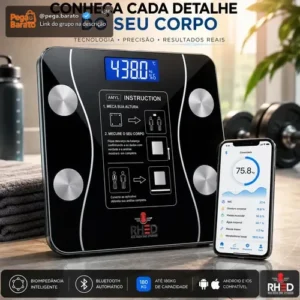 Balança Digital Bioimpedância Profissional smart imc 180kg Bluetooth Corporal Aparelho Alta Capacidade aplicativo App para Android e para IOS Balança De Banheiro Academia - Imagem 1