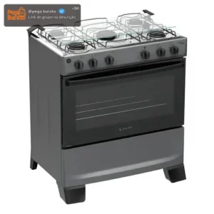 Fogão 5 Bocas Atlas Mônaco Plus com Mesa de Inox Automático Titanium Bivolt - Imagem 1