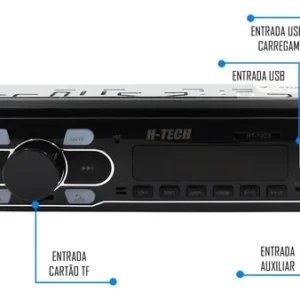 Som rádio automotivo bluetooth usb card sd aux fm mp3 H-tech - Imagem 10