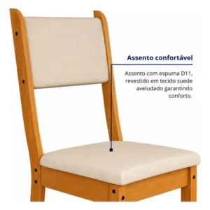Kit 4 Cadeiras Estofadas Reforçadas Sala De Jantar Cor Bege - Imagem 4