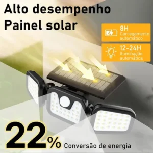 Refletor Solar Led 3 Cabeças Ajustavel Sensor Movimento 50w - Imagem 8