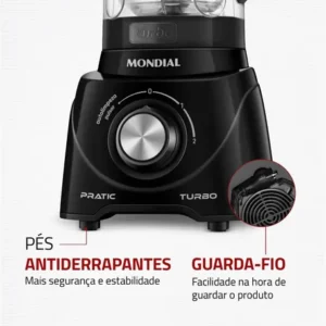 Liquidificador Pratic Turbo L-98-b Preto 550w Mondial - Imagem 7