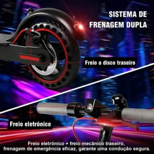 Patinete Scooter Elétrico Dobrável Com Velocidade E Autonomia De 30 Km Bluetooth Cor Preto MESTRI M-140 - Imagem 10