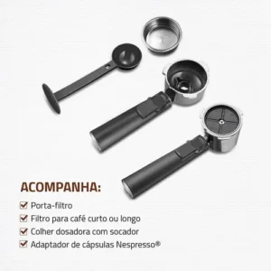 Cafeteira Espresso Dolce Crema 20 Bar Mondial Preto/Inox 1200W C-21-E-CNP - Imagem 7