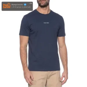 Camiseta Calvin Klein Logo Centralizado Minimalista Algodão - Imagem 1