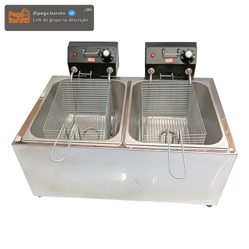Fritadeira Elétrica Industrial 16 L com 2 Cubas de 8 L, Linha Pro Inox