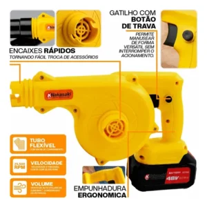 Soprador De Folhas Sem Fio Bateria Elétrico Com Saco Coleto - Imagem 7